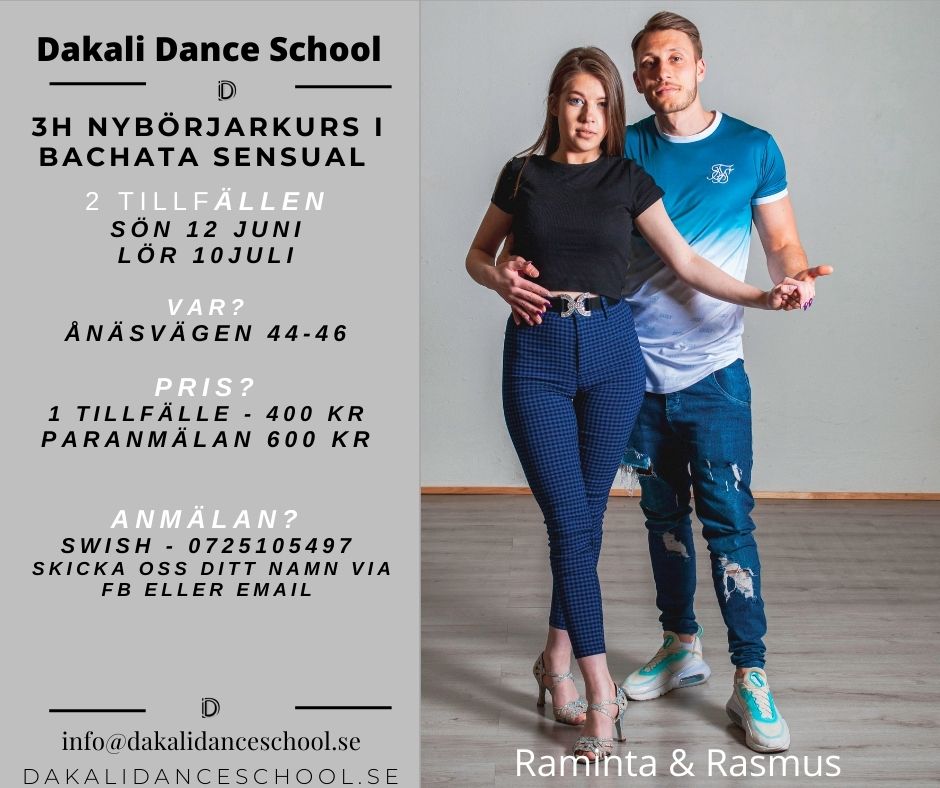 Dakali Dance School Teacher = Lessly private classes 1 Urban kizomba 1-3 Start week 6 Limited spots Other classes (Ginga,Ladystyling & Tarraxa)